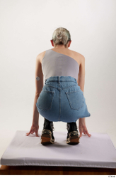 Woman White Slim Female Studio Poses